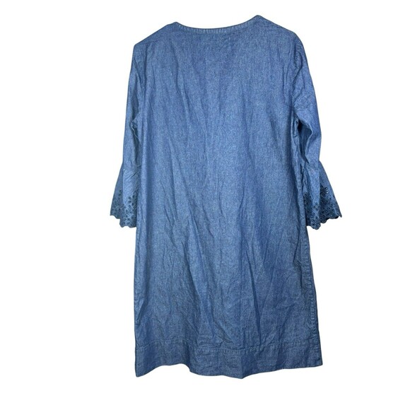 Draper James Womens Size 10 Denim Chambray Dress Ruffle Front Bell Sleeve - Picture 9 of 14
